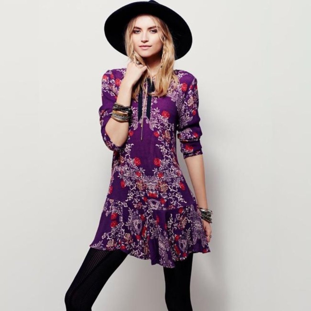 New Free People Printed Tunic Dress Sz M